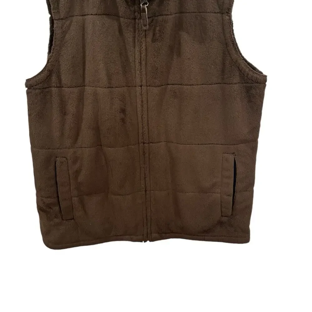 Columbia Women’s Chocolate Brown Zip Up‎ Outdoor Layer Fuzzy Fleece Vest Size S